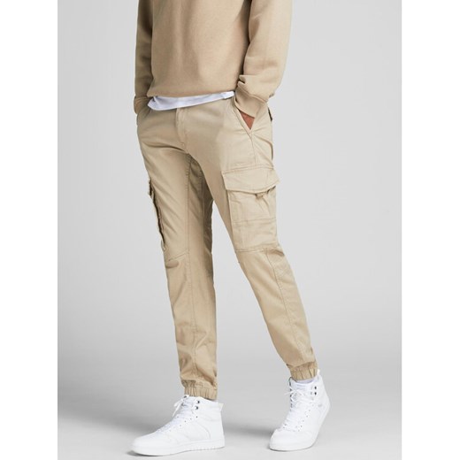 Jack&Jones Joggery Paul 12193754 Beżowy Slim Fit ze sklepu MODIVO w kategorii Spodnie męskie - zdjęcie 182760637