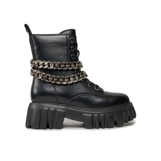 Buffalo Botki Lion Lace Up T-Chain 1622367 Czarny ze sklepu MODIVO w kategorii Workery damskie - zdjęcie 182760737