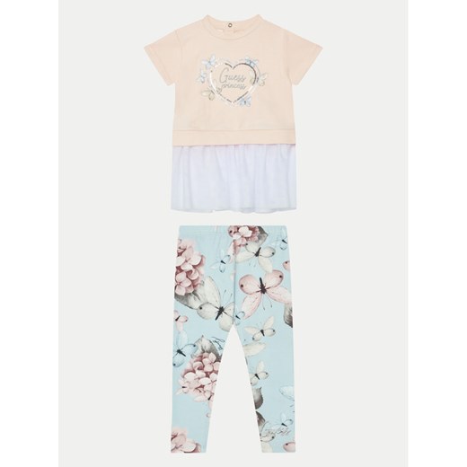 Guess Komplet bluzka i legginsy K5RG05 KAN04 Różowy Regular Fit ze sklepu MODIVO w kategorii Komplety dziewczęce - zdjęcie 182760766