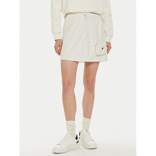 Guess Spódnica mini V4BD00 WGLW2 Écru Regular Fit ze sklepu MODIVO w kategorii Spódnice - zdjęcie 182760775