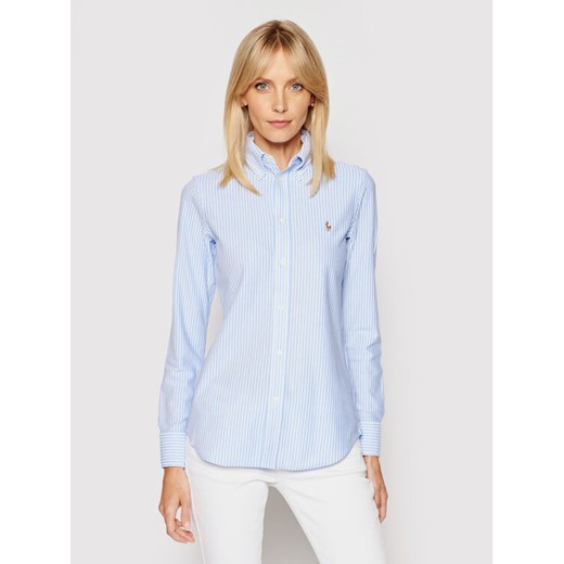 Polo Ralph Lauren Koszula Oxford 211664416 Błękitny Slim Fit ze sklepu MODIVO w kategorii Koszule damskie - zdjęcie 182760808