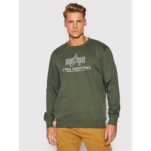 Alpha Industries Bluza Basic 118302 Zielony Regular Fit ze sklepu MODIVO w kategorii Bluzy męskie - zdjęcie 182760938