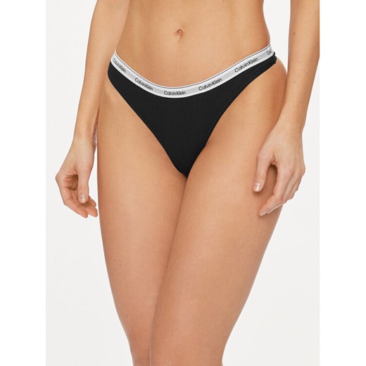 Calvin Klein Underwear Stringi 000QD5043E Czarny ze sklepu MODIVO w kategorii Majtki damskie - zdjęcie 182761019