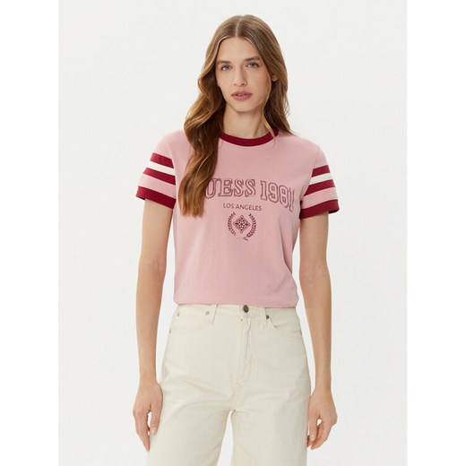 Guess T-Shirt V5RI00 KA260 Różowy Regular Fit ze sklepu MODIVO w kategorii Bluzki damskie - zdjęcie 182761098