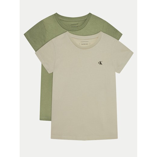 Calvin Klein Jeans Komplet 2 t-shirtów IG0IG01258 Khaki Slim Fit ze sklepu MODIVO w kategorii Bluzki dziewczęce - zdjęcie 182761349