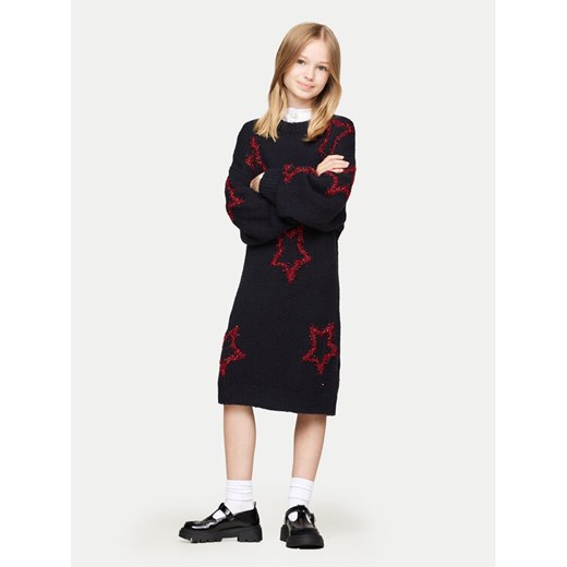 Tommy Hilfiger Sukienka dzianinowa KG0KG08211 Granatowy Loose Fit ze sklepu MODIVO w kategorii Sukienki dziewczęce - zdjęcie 182761377