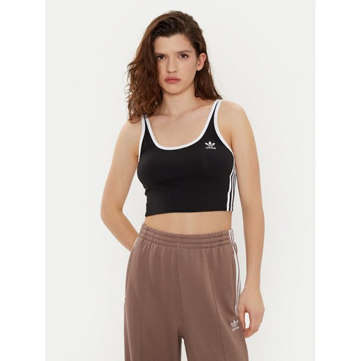 adidas Top adicolor 3-Stripes JD4612 Czarny Slim Fit ze sklepu MODIVO w kategorii Bluzki damskie - zdjęcie 182761426