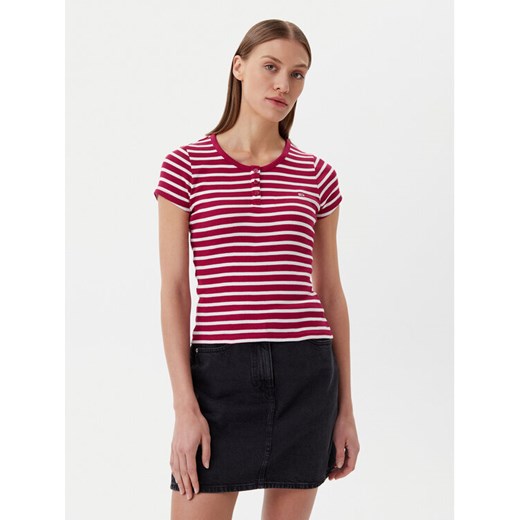 Tommy Jeans T-Shirt DW0DW19502 Różowy Slim Fit ze sklepu MODIVO w kategorii Bluzki damskie - zdjęcie 182761528