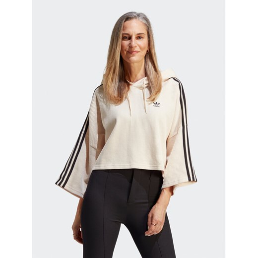 adidas Bluza Crop Hoodie IC5461 Beżowy ze sklepu MODIVO w kategorii Bluzy damskie - zdjęcie 182761755