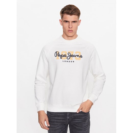 Pepe Jeans Bluza Meier PM582477 Biały Regular Fit ze sklepu MODIVO w kategorii Bluzy męskie - zdjęcie 182761995