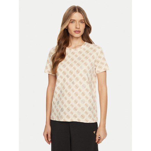 Guess T-Shirt V4YI04 I3Z14 Écru Regular Fit ze sklepu MODIVO w kategorii Bluzki damskie - zdjęcie 182762107