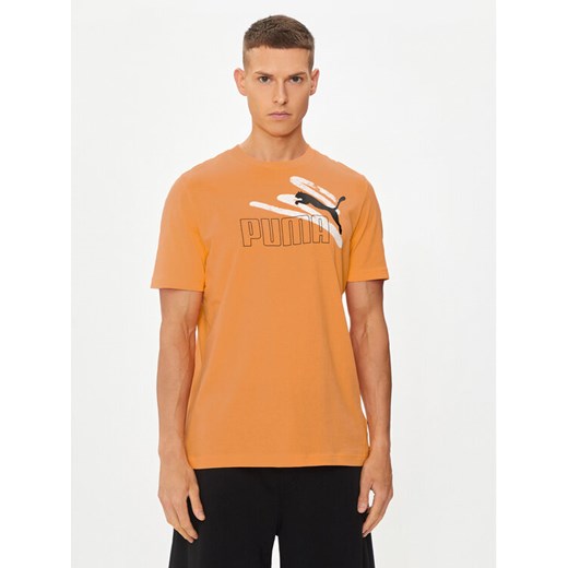 Puma T-Shirt Ess+ Logo 678988 Pomarańczowy Regular Fit Puma S MODIVO