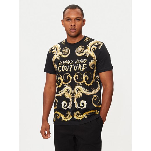 Versace Jeans Couture T-Shirt 77GAH6SC Czarny Regular Fit ze sklepu MODIVO w kategorii T-shirty męskie - zdjęcie 182762215