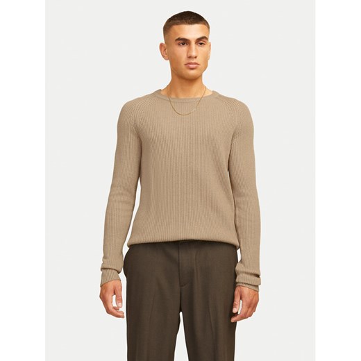Jack&Jones Sweter Pannel 12258471 Beżowy Regular Fit ze sklepu MODIVO w kategorii Swetry męskie - zdjęcie 182762216