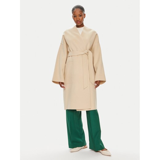 Weekend Max Mara Płaszcz wełniany Eris 2425016011 Beżowy Oversize ze sklepu MODIVO w kategorii Płaszcze damskie - zdjęcie 182762455