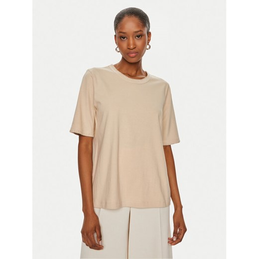 United Colors Of Benetton T-Shirt 34G7D107B Beżowy Regular Fit ze sklepu MODIVO w kategorii Bluzki damskie - zdjęcie 182762478