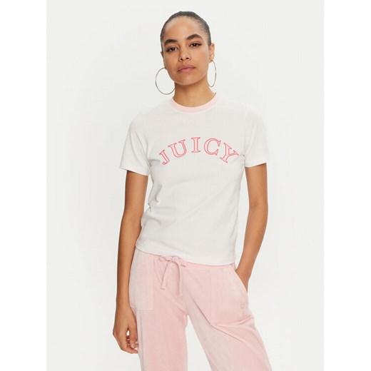 Juicy Couture T-Shirt College Gf JCSCT224414 Biały Regular Fit ze sklepu MODIVO w kategorii Bluzki damskie - zdjęcie 182762799