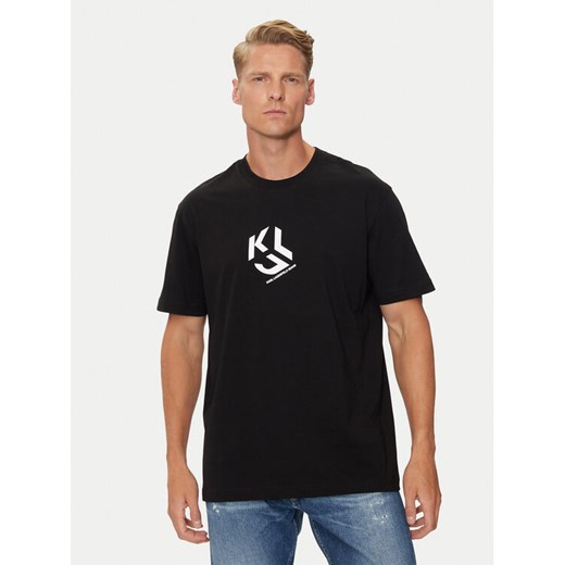 KARL LAGERFELD T-Shirt Klj Regular Monogram Sslv Tee 236D1704 Czarny Regular Fit ze sklepu MODIVO w kategorii T-shirty męskie - zdjęcie 182762967