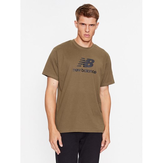 New Balance T-Shirt Essentials Stacked Logo Cotton Jersey Short Sleeve T-shirt MT31541 Brązowy Regular Fit ze sklepu MODIVO w kategorii T-shirty męskie - zdjęcie 182763088