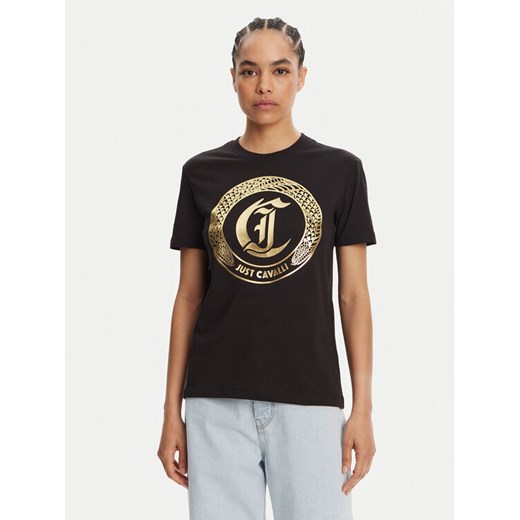 Just Cavalli T-Shirt 78PAHT01 Czarny Regular Fit ze sklepu MODIVO w kategorii Bluzki damskie - zdjęcie 182763175