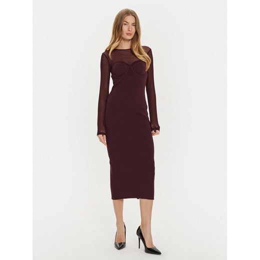 TWINSET Sukienka koktajlowa 242AT3040 Fioletowy Slim Fit ze sklepu MODIVO w kategorii Sukienki - zdjęcie 182763439