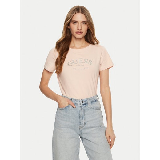 Guess T-Shirt V5RI16 J1314 Różowy Regular Fit ze sklepu MODIVO w kategorii Bluzki damskie - zdjęcie 182763569