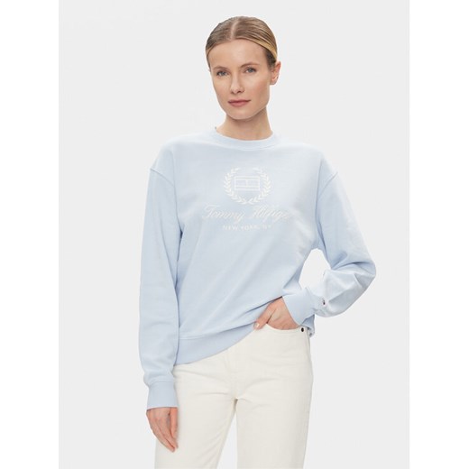 Tommy Hilfiger Bluza Flag Script WW0WW41758 Błękitny Regular Fit ze sklepu MODIVO w kategorii Bluzy damskie - zdjęcie 182763607