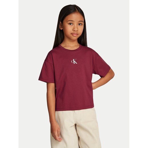 Calvin Klein Jeans T-Shirt Logo IG0IG02136 Bordowy Boxy Fit 8Y MODIVO