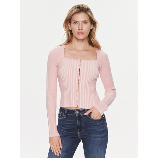 Guess Kardigan Allie W4RR43 Z2YN2 Różowy Slim Fit ze sklepu MODIVO w kategorii Swetry damskie - zdjęcie 182763789
