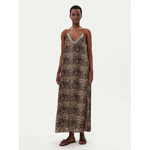 LOLA CASADEMUNT Sukienka letnia LS2516041 Brązowy Relaxed Fit ze sklepu MODIVO w kategorii Sukienki - zdjęcie 182763807
