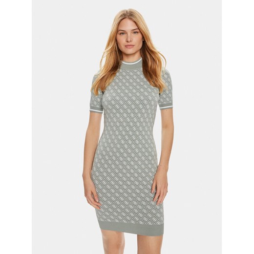 Guess Sukienka dzianinowa Ss Lise W3YK39 Z37K0 Zielony Bodycon Fit ze sklepu MODIVO w kategorii Sukienki - zdjęcie 182764077