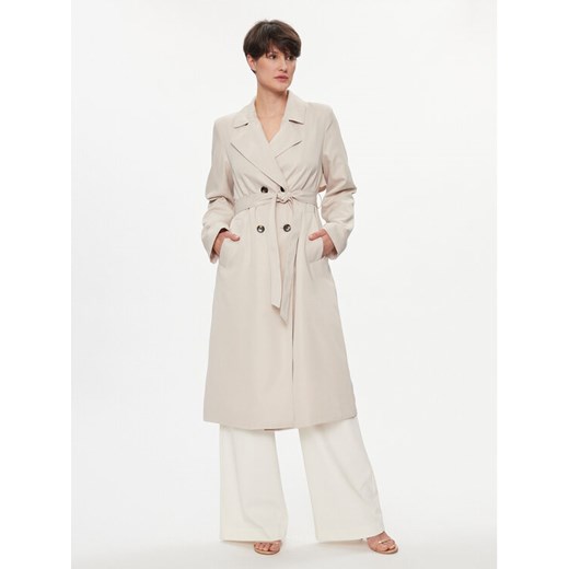Pieces Trencz Scarlett 17146474 Beżowy Regular Fit ze sklepu MODIVO w kategorii Płaszcze damskie - zdjęcie 182764266