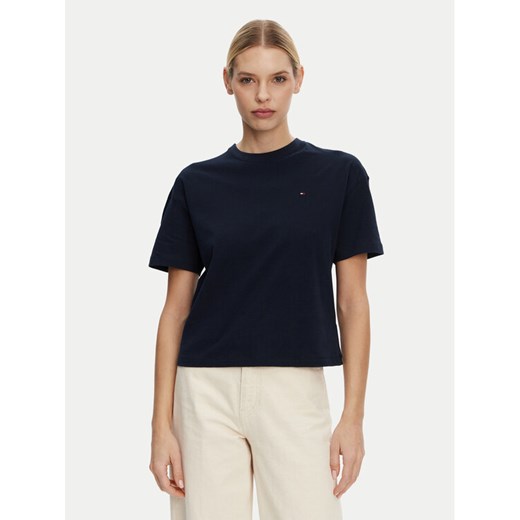 Tommy Hilfiger T-Shirt UW0UW05763 Granatowy Regular Fit ze sklepu MODIVO w kategorii Bluzki damskie - zdjęcie 182764278