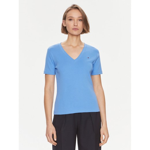 Tommy Hilfiger T-Shirt New Cody WW0WW40584 Niebieski Slim Fit ze sklepu MODIVO w kategorii Bluzki damskie - zdjęcie 182764498