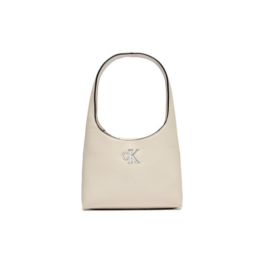 Calvin Klein Jeans Torebka Minimal Monogram Shoulder Bag K60K610843 Écru ze sklepu MODIVO w kategorii Torby Shopper bag - zdjęcie 182764546