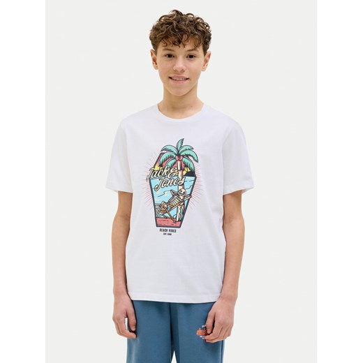 Jack&Jones Junior T-Shirt Elijah 12269825 Biały Regular Fit ze sklepu MODIVO w kategorii T-shirty chłopięce - zdjęcie 182764785