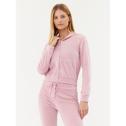 2005 Bluza Velour Zip Hoodie Różowy Regular Fit ze sklepu MODIVO w kategorii Bluzy damskie - zdjęcie 182764907