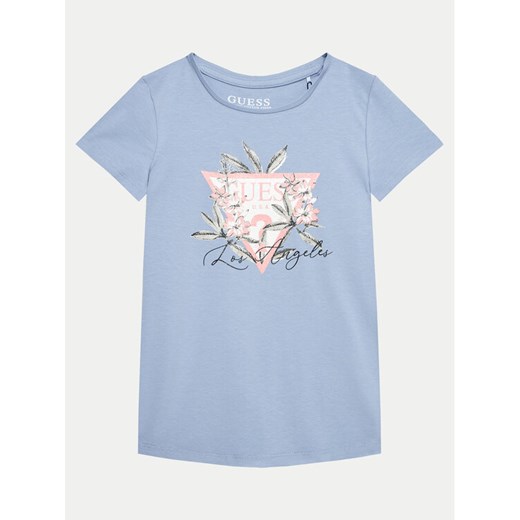 Guess T-Shirt J4BI25 J1314 Niebieski Regular Fit ze sklepu MODIVO w kategorii Bluzki dziewczęce - zdjęcie 182765005