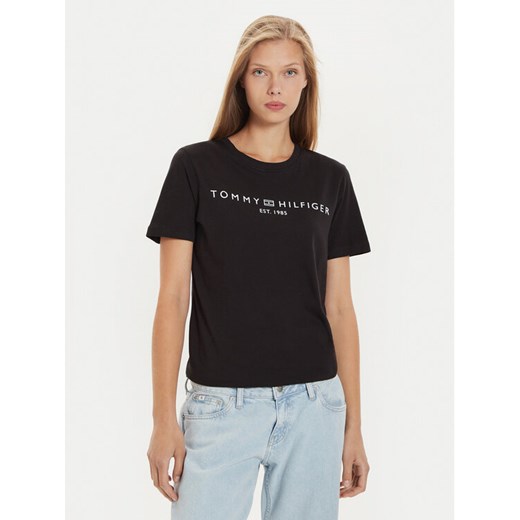Tommy Hilfiger T-Shirt Logo WW0WW40276 Czarny Regular Fit ze sklepu MODIVO w kategorii Bluzki damskie - zdjęcie 182765187
