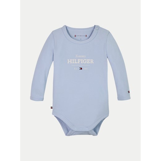 Tommy Hilfiger Body dziecięce Monotype Logo KN0KN01974 Błękitny ze sklepu MODIVO w kategorii Body niemowlęce - zdjęcie 182765219
