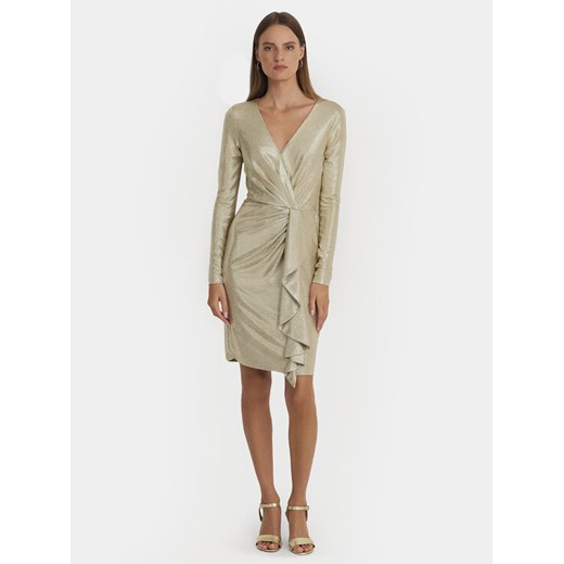 Lauren Ralph Lauren Sukienka koktajlowa 253919827005 Złoty Slim Fit ze sklepu MODIVO w kategorii Sukienki - zdjęcie 182765268