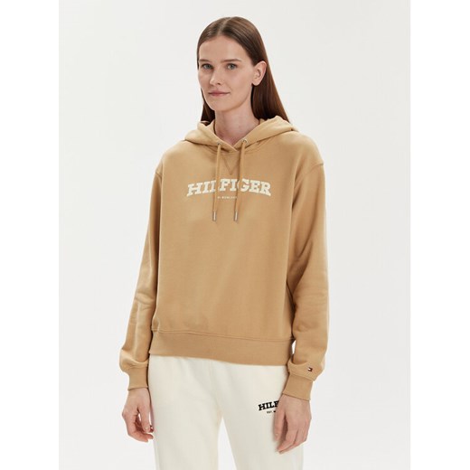Tommy Hilfiger Bluza Monotype Flock WW0WW41236 Beżowy Relaxed Fit ze sklepu MODIVO w kategorii Bluzy damskie - zdjęcie 182765557