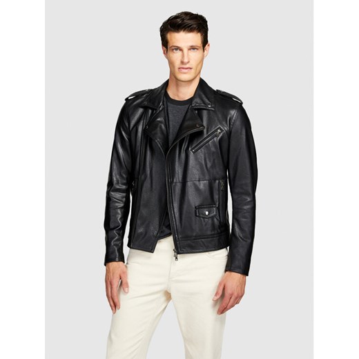 Sisley Kurtka z imitacji skóry 21DYSN02G Czarny Regular Fit ze sklepu MODIVO w kategorii Kurtki męskie - zdjęcie 182765558