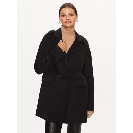 TWINSET Płaszcz wełniany 232TP2011 Czarny Regular Fit ze sklepu MODIVO w kategorii Płaszcze damskie - zdjęcie 182765587