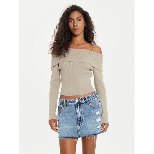 Guess Sweter Nina W4BR73 Z3K92 Beżowy Slim Fit ze sklepu MODIVO w kategorii Swetry damskie - zdjęcie 182765638