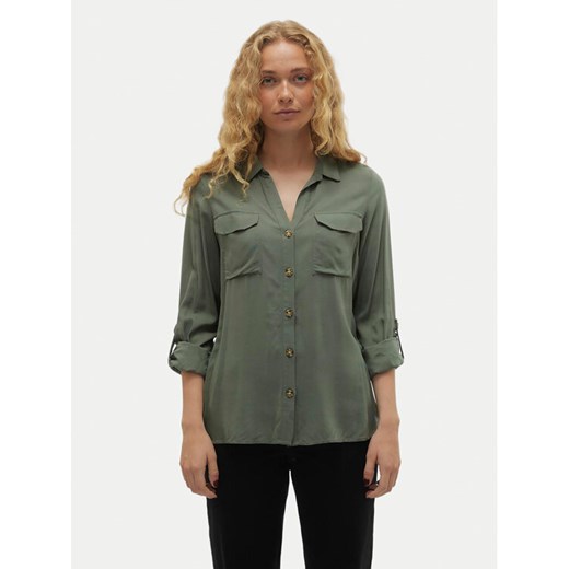 Vero Moda Koszula Bumpy 10275283 Zielony Regular Fit ze sklepu MODIVO w kategorii Koszule damskie - zdjęcie 182765785