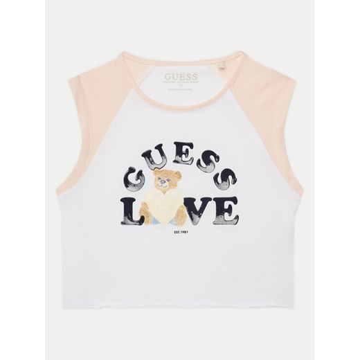 Guess Top J5GI12 K6YW4 Biały Regular Fit ze sklepu MODIVO w kategorii Bluzki dziewczęce - zdjęcie 182766217