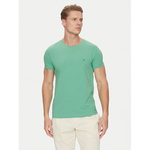 Tommy Hilfiger T-Shirt MW0MW10800 Zielony Slim Fit ze sklepu MODIVO w kategorii T-shirty męskie - zdjęcie 182766477