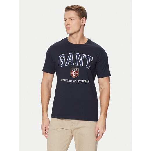 Gant T-Shirt 2003290 Granatowy Regular Fit ze sklepu MODIVO w kategorii T-shirty męskie - zdjęcie 182766595