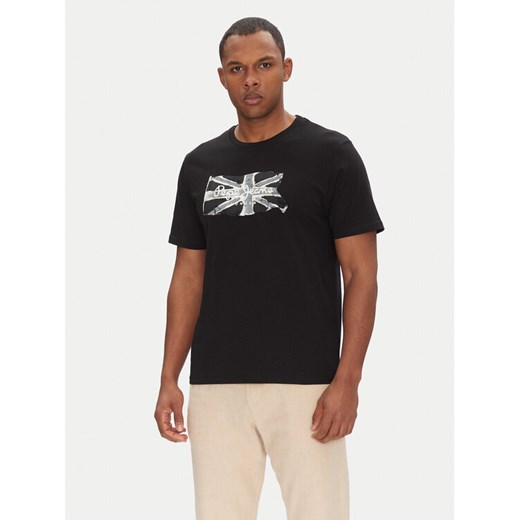 Pepe Jeans T-Shirt Flag PM509720 Czarny Regular Fit ze sklepu MODIVO w kategorii T-shirty męskie - zdjęcie 182766729